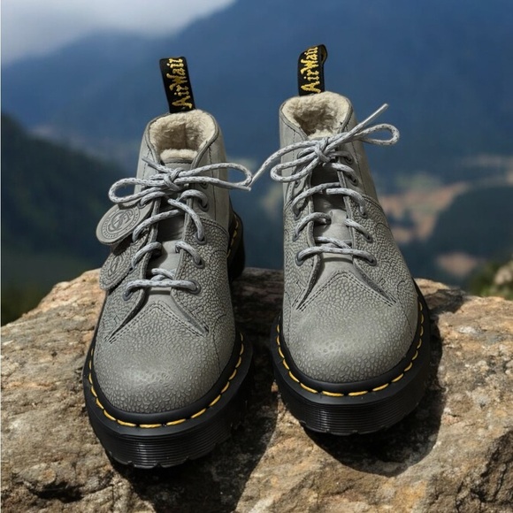 Dr. Martens Church Nubuck and Pebble Monkey Boots. Grey Lace-Up Boots. NWOB - Picture 5 of 11